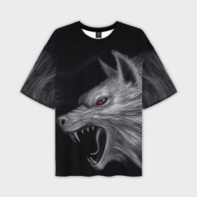Мужская футболка oversize 3D с принтом агрессивный    волк в Курске,  |  | Тематика изображения на принте: 