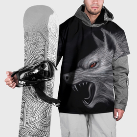 Накидка на куртку 3D с принтом агрессивный    волк в Петрозаводске, 100% полиэстер |  | 