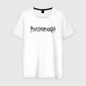 Мужская футболка хлопок с принтом Phasmophobia чёрный текст в Белгороде, 100% хлопок | прямой крой, круглый вырез горловины, длина до линии бедер, слегка спущенное плечо. | Тематика изображения на принте: 