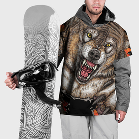 Накидка на куртку 3D с принтом Волк и царапины , 100% полиэстер |  | 