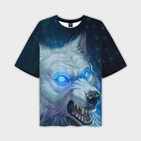 Мужская футболка oversize 3D с принтом Ледяной волк в Курске,  |  | Тематика изображения на принте: 