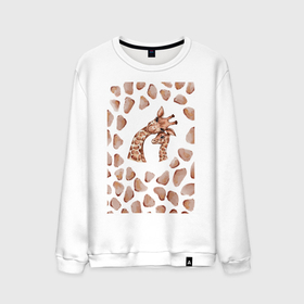 Мужской свитшот хлопок с принтом Жирафы в текстуре в Санкт-Петербурге, 100% хлопок |  | животное | жираф | кожа | коричневый | пара | текстура