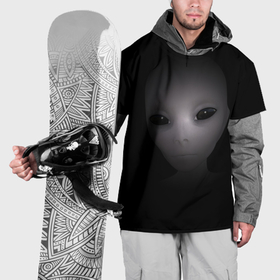 Накидка на куртку 3D с принтом Взгляд пришельца в Санкт-Петербурге, 100% полиэстер |  | Тематика изображения на принте: гуманоид | инопланетянин | нло | потустороннее | пришелец