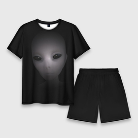 Мужской костюм с шортами 3D с принтом Взгляд пришельца в Кировске,  |  | гуманоид | инопланетянин | нло | потустороннее | пришелец