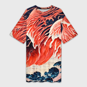 Платье-футболка 3D с принтом Великая красная волна ,  |  | 