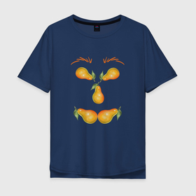 Мужская футболка хлопок Oversize с принтом Лицо из груш в Санкт-Петербурге, 100% хлопок | свободный крой, круглый ворот, “спинка” длиннее передней части | Тематика изображения на принте: груша | еда | желтый | лицо | фрукты