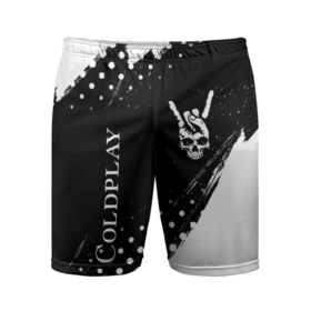 Мужские шорты спортивные с принтом Coldplay и рок символ на темном фоне ,  |  | Тематика изображения на принте: 