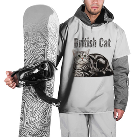 Накидка на куртку 3D с принтом Британская кошка мраморного окраса , 100% полиэстер |  | Тематика изображения на принте: 