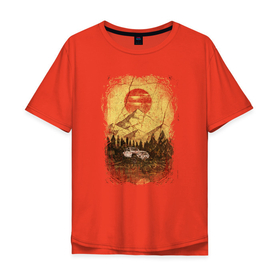 Мужская футболка хлопок Oversize с принтом Внедорожник и солнце в Кировске, 100% хлопок | свободный крой, круглый ворот, “спинка” длиннее передней части | 