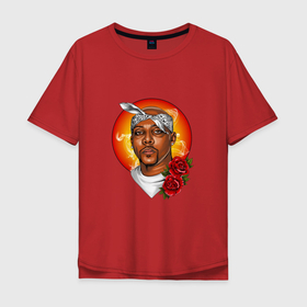 Мужская футболка хлопок Oversize с принтом 2Pac rapper в Тюмени, 100% хлопок | свободный крой, круглый ворот, “спинка” длиннее передней части | 