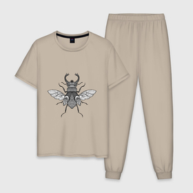 Мужская пижама хлопок с принтом The Cuckold Beetle в Курске, 100% хлопок | брюки и футболка прямого кроя, без карманов, на брюках мягкая резинка на поясе и по низу штанин
 | 