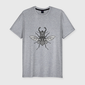 Мужская футболка хлопок Slim с принтом The Cuckold Beetle в Курске, 92% хлопок, 8% лайкра | приталенный силуэт, круглый вырез ворота, длина до линии бедра, короткий рукав | 
