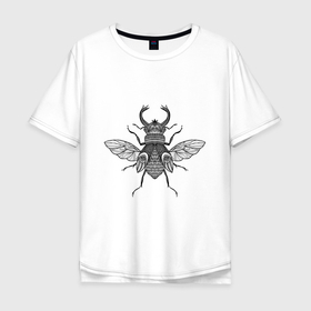 Мужская футболка хлопок Oversize с принтом The Cuckold Beetle в Курске, 100% хлопок | свободный крой, круглый ворот, “спинка” длиннее передней части | 
