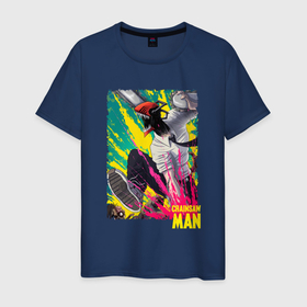 Мужская футболка хлопок с принтом Denji art в Санкт-Петербурге, 100% хлопок | прямой крой, круглый вырез горловины, длина до линии бедер, слегка спущенное плечо. | anime | chainsaw man | denji | аниме | анимэ | дэндзи | человек бензопила