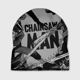 Шапка 3D с принтом Chainsaw man comix в Екатеринбурге, 100% полиэстер | универсальный размер, печать по всей поверхности изделия | anime | chainsaw man | denji | makima | аниме | анимэ | дэндзи | макима | человек бензопила