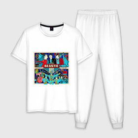 Мужская пижама хлопок с принтом Beastie Boys hip hop , 100% хлопок | брюки и футболка прямого кроя, без карманов, на брюках мягкая резинка на поясе и по низу штанин
 | Тематика изображения на принте: 