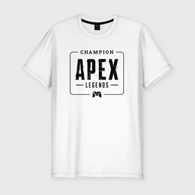Мужская футболка хлопок Slim с принтом Apex Legends gaming champion: рамка с лого и джойстиком в Кировске, 92% хлопок, 8% лайкра | приталенный силуэт, круглый вырез ворота, длина до линии бедра, короткий рукав | 