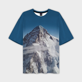 Мужская футболка oversize 3D с принтом Каракорум К2 Чогори   вторая по высоте в Новосибирске,  |  | chogori | glacier | himalayas | karakorum | mountain | sky | snow | top | вершина | гималаи | гора | к2 | каракорум | ледник | небо | снег | чогори