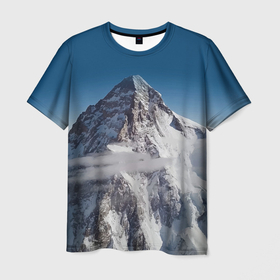 Мужская футболка 3D с принтом Каракорум К2 Чогори   вторая по высоте , 100% полиэфир | прямой крой, круглый вырез горловины, длина до линии бедер | chogori | glacier | himalayas | karakorum | mountain | sky | snow | top | вершина | гималаи | гора | к2 | каракорум | ледник | небо | снег | чогори