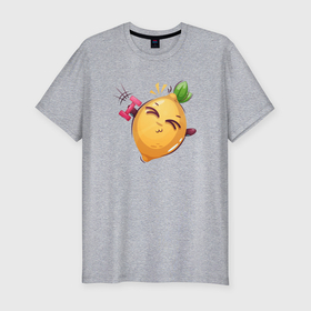 Мужская футболка хлопок Slim с принтом Физкультура: лимон в Новосибирске, 92% хлопок, 8% лайкра | приталенный силуэт, круглый вырез ворота, длина до линии бедра, короткий рукав | 
