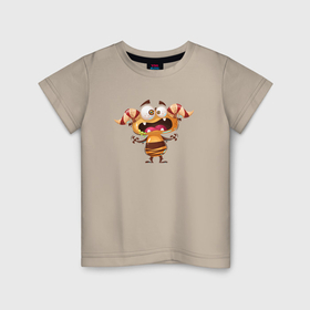 Детская футболка хлопок с принтом испуганный маленький монстр в Екатеринбурге, 100% хлопок | круглый вырез горловины, полуприлегающий силуэт, длина до линии бедер | 