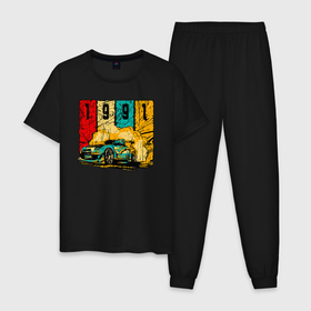 Мужская пижама хлопок с принтом 1991 крутая тачка в Курске, 100% хлопок | брюки и футболка прямого кроя, без карманов, на брюках мягкая резинка на поясе и по низу штанин
 | 