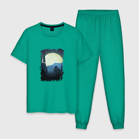 Мужская пижама хлопок с принтом Бездорожье и обрывы в Тюмени, 100% хлопок | брюки и футболка прямого кроя, без карманов, на брюках мягкая резинка на поясе и по низу штанин
 | 