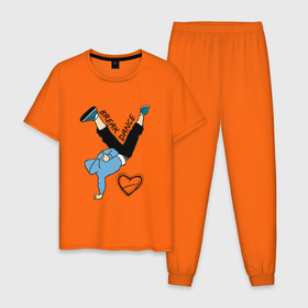 Мужская пижама хлопок с принтом Я люблю Брейк данс в Петрозаводске, 100% хлопок | брюки и футболка прямого кроя, без карманов, на брюках мягкая резинка на поясе и по низу штанин
 | 
