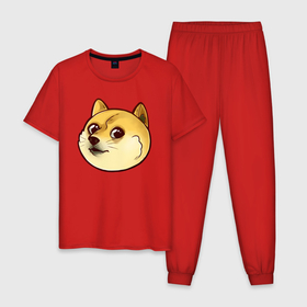 Мужская пижама хлопок с принтом Маленький щеночек Доге , 100% хлопок | брюки и футболка прямого кроя, без карманов, на брюках мягкая резинка на поясе и по низу штанин
 | 