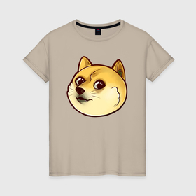 Женская футболка хлопок с принтом Маленький щеночек Доге в Екатеринбурге, 100% хлопок | прямой крой, круглый вырез горловины, длина до линии бедер, слегка спущенное плечо | 