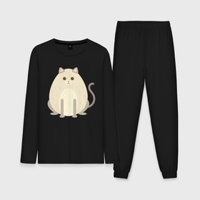 Мужская пижама с лонгсливом хлопок с принтом Пухленький светлый котик ,  |  | Тематика изображения на принте: 