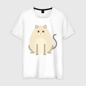 Мужская футболка хлопок с принтом Пухленький светлый котик , 100% хлопок | прямой крой, круглый вырез горловины, длина до линии бедер, слегка спущенное плечо. | 