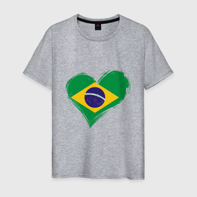 Мужская футболка хлопок с принтом Сердце   Бразилия в Курске, 100% хлопок | прямой крой, круглый вырез горловины, длина до линии бедер, слегка спущенное плечо. | 