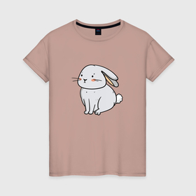 Женская футболка хлопок с принтом Кролик ждун в Кировске, 100% хлопок | прямой крой, круглый вырез горловины, длина до линии бедер, слегка спущенное плечо | 