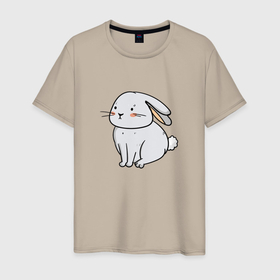 Мужская футболка хлопок с принтом Кролик ждун , 100% хлопок | прямой крой, круглый вырез горловины, длина до линии бедер, слегка спущенное плечо. | 