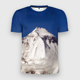 Мужская футболка 3D Slim с принтом Дхаулагири   белая гора Гималаи в Санкт-Петербурге, 100% полиэстер с улучшенными характеристиками | приталенный силуэт, круглая горловина, широкие плечи, сужается к линии бедра | Тематика изображения на принте: dhaulagiri | glacier | himalayas | mountain | nature | snow | top | вершина | гималаи | гора | дхаулагири | ледник | природа | снег