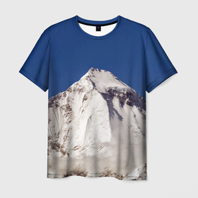 Мужская футболка 3D с принтом Дхаулагири   белая гора Гималаи в Санкт-Петербурге, 100% полиэфир | прямой крой, круглый вырез горловины, длина до линии бедер | dhaulagiri | glacier | himalayas | mountain | nature | snow | top | вершина | гималаи | гора | дхаулагири | ледник | природа | снег