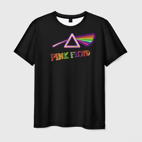 Мужская футболка 3D с принтом Pink Floyd: все цвета радуги , 100% полиэфир | прямой крой, круглый вырез горловины, длина до линии бедер | pink floyd п | луч | музыка | радуга | разноцветный | рок | рокгруппа | фанат