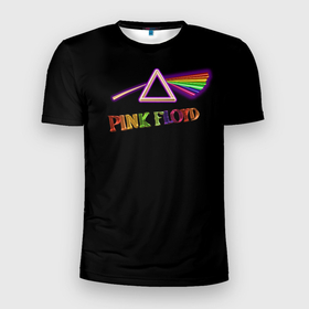 Мужская футболка 3D Slim с принтом Pink Floyd: все цвета радуги , 100% полиэстер с улучшенными характеристиками | приталенный силуэт, круглая горловина, широкие плечи, сужается к линии бедра | Тематика изображения на принте: pink floyd п | луч | музыка | радуга | разноцветный | рок | рокгруппа | фанат