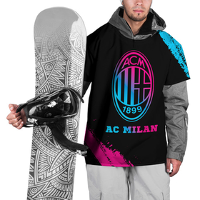 Накидка на куртку 3D с принтом AC Milan   neon gradient в Новосибирске, 100% полиэстер |  | Тематика изображения на принте: 