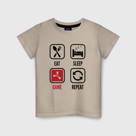 Детская футболка хлопок с принтом Eat   sleep   Rust   repeat в Белгороде, 100% хлопок | круглый вырез горловины, полуприлегающий силуэт, длина до линии бедер | 