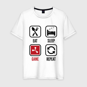 Мужская футболка хлопок с принтом Eat   sleep   Rust   repeat в Тюмени, 100% хлопок | прямой крой, круглый вырез горловины, длина до линии бедер, слегка спущенное плечо. | Тематика изображения на принте: 