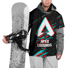 Накидка на куртку 3D с принтом Apex Legends в стиле glitch и баги графики на темном фоне в Тюмени, 100% полиэстер |  | 