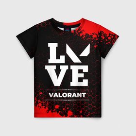 Детская футболка 3D с принтом Valorant love классика в Белгороде, 100% гипоаллергенный полиэфир | прямой крой, круглый вырез горловины, длина до линии бедер, чуть спущенное плечо, ткань немного тянется | 