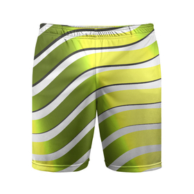 Мужские шорты спортивные с принтом Оливковая желтая полоса диагональ с эффектом в Санкт-Петербурге,  |  | абстракция | геометрия | диагональ | желтый | зеленый | оливковый | полоса