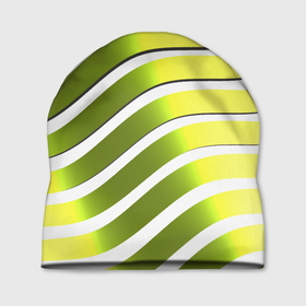Шапка 3D с принтом Оливковая желтая полоса диагональ с эффектом в Санкт-Петербурге, 100% полиэстер | универсальный размер, печать по всей поверхности изделия | абстракция | геометрия | диагональ | желтый | зеленый | оливковый | полоса