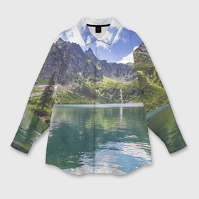 Мужская рубашка oversize 3D с принтом Прозрачное горное озеро в Курске,  |  | clouds | forest | lake | mountains | nature | sky | stones | summer | горы | камни | лес | лето | небо | облака | озеро | природа