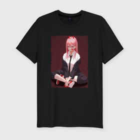 Мужская футболка хлопок Slim с принтом Sweet Makima в Екатеринбурге, 92% хлопок, 8% лайкра | приталенный силуэт, круглый вырез ворота, длина до линии бедра, короткий рукав | anime | chainsaw man | makima | аниме | анимэ | макима | человек бензопила