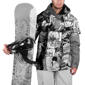 Накидка на куртку 3D с принтом Человек бензопила паттерн в Курске, 100% полиэстер |  | anime | chainsaw man | denji | makima | pochita | аниме | анимэ | дэндзи | макима | почита | человек бензопила