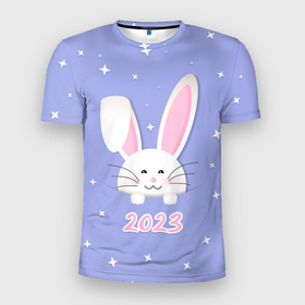 Мужская футболка 3D Slim с принтом Кролик   символ 2023 года в Белгороде, 100% полиэстер с улучшенными характеристиками | приталенный силуэт, круглая горловина, широкие плечи, сужается к линии бедра | 